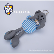 New small plush toy hi-vis reflective rabbit keychain reflective animal safety keychain in night